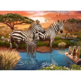 Puzzle Zebre La Apa, 500 Piese Ravensburger - 1